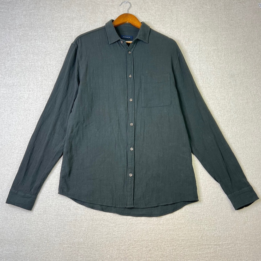 Cotton On 100% Cotton Mens Large Black Textured Long Sleeve Button Up Shirt